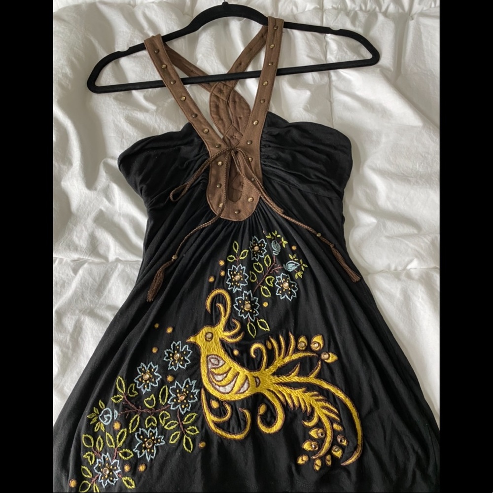 Super unique peacock embroidered tank